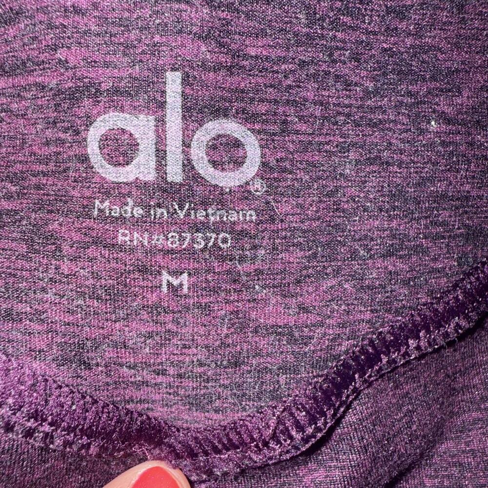 ALO Yoga Leggings Striped Gray/maroon Women Medium Ribbed Waist Fall Dark Goth - Picture 15 of 16